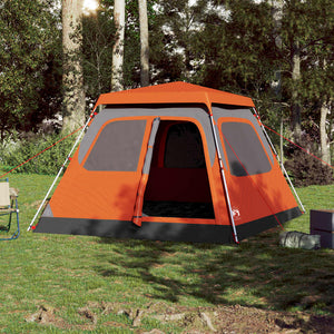 vidaXL Family Tent Dome 6-Person Grey and Orange Quick Release