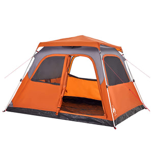 vidaXL Family Tent Dome 6-Person Grey and Orange Quick Release