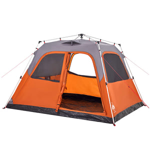 vidaXL Family Tent Dome 6-Person Grey and Orange Quick Release