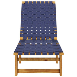 vidaXL Sun Lounger Dark Blue Solid Wood Acacia and Fabric