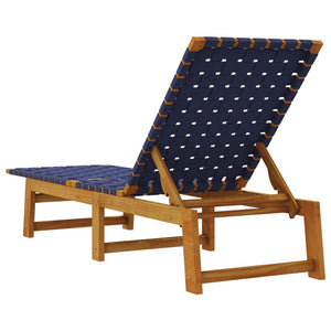 vidaXL Sun Lounger Dark Blue Solid Wood Acacia and Fabric