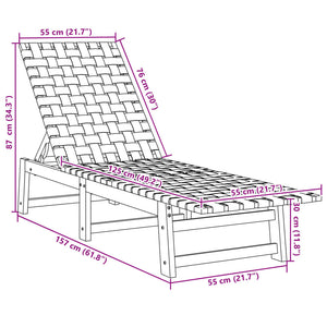 vidaXL Sun Lounger Dark Blue Solid Wood Acacia and Fabric