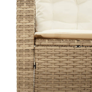 vidaXL Garden Sofa with Table and Cushions L-Shaped Beige Poly Rattan