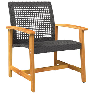 vidaXL Garden Chairs 2 pcs Black Poly Rattan and Acacia Wood