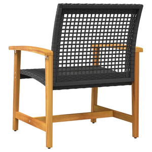 vidaXL Garden Chairs 2 pcs Black Poly Rattan and Acacia Wood