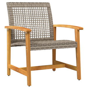 vidaXL Garden Chairs 2 pcs Grey Poly Rattan and Acacia Wood