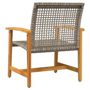 vidaXL Garden Chairs 2 pcs Grey Poly Rattan and Acacia Wood