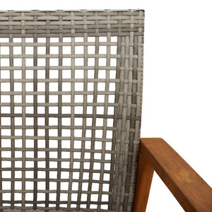 vidaXL Garden Chairs 2 pcs Grey Poly Rattan and Acacia Wood