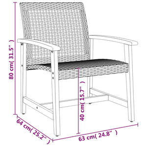 vidaXL Garden Chairs 2 pcs Grey Poly Rattan and Acacia Wood