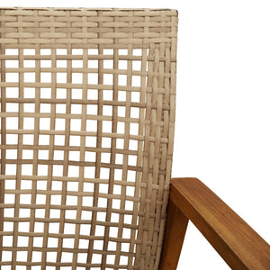 vidaXL Garden Bench Beige 112 cm Poly Rattan and Acacia Wood