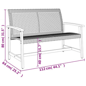 vidaXL Garden Bench Beige 112 cm Poly Rattan and Acacia Wood