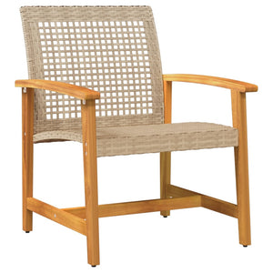 vidaXL 3 Piece Bistro Set Beige Poly Rattan and Acacia Wood