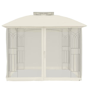 vidaXL Gazebo with Double Roof and Mesh Walls Cream 2.94x2.94 m Steel