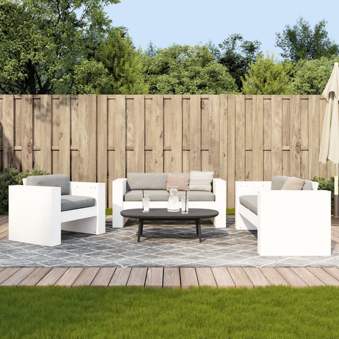 vidaXL 2 Piece Garden Lounge Set White Solid Wood Pine