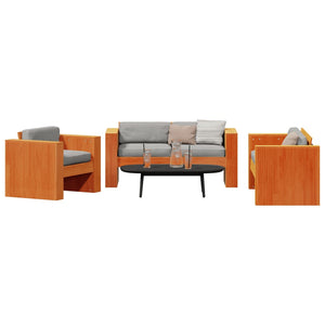 vidaXL 2 Piece Garden Lounge Set Wax Brown Solid Wood Pine