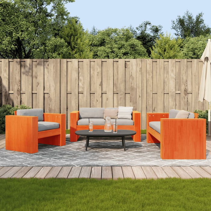 vidaXL 2 Piece Garden Lounge Set Wax Brown Solid Wood Pine