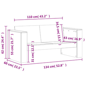 vidaXL 2 Piece Garden Lounge Set Solid Wood Douglas