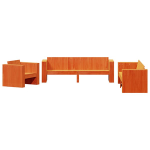 vidaXL 2 Piece Garden Lounge Set Wax Brown Solid Wood Pine