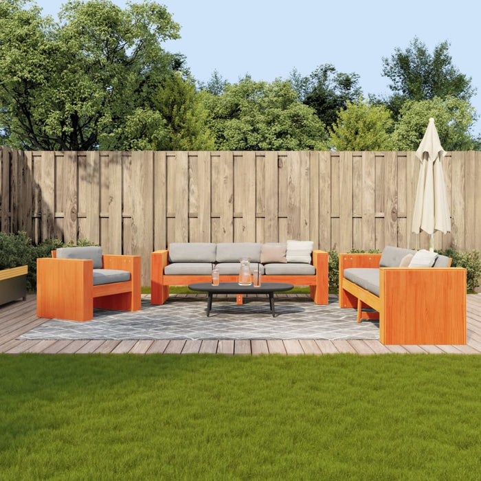 vidaXL 2 Piece Garden Lounge Set Wax Brown Solid Wood Pine