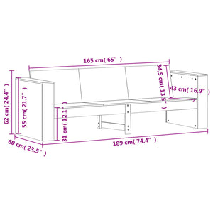 vidaXL 2 Piece Garden Lounge Set Solid Wood Douglas