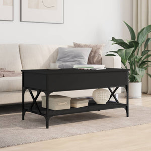 vidaXL Coffee Table Black 100x50x50 cm Engineered Wood and Metal