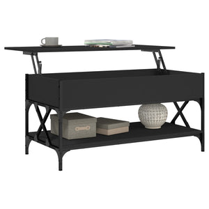 vidaXL Coffee Table Black 100x50x50 cm Engineered Wood and Metal