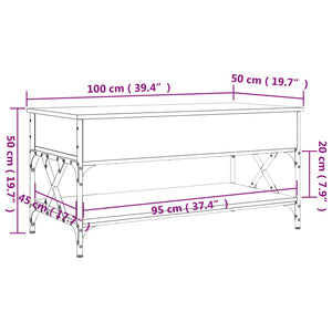 vidaXL Coffee Table Black 100x50x50 cm Engineered Wood and Metal