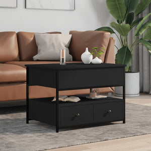 vidaXL Coffee Table Black 70x50x50 cm Engineered Wood and Metal