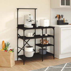 vidaXL Baker's Rack Black 90x40x132 cm Engineered Wood and Metal