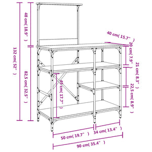 vidaXL Baker's Rack Black 90x40x132 cm Engineered Wood and Metal