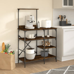 vidaXL Baker's Rack Smoked Oak 90x40x132 cm Engineered Wood and Metal