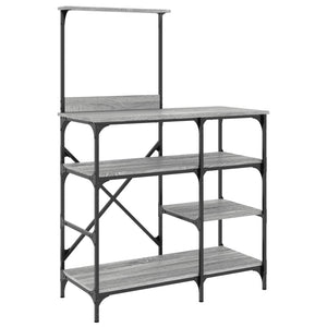 vidaXL Baker's Rack Grey Sonoma 90x40x132 cm Engineered Wood and Metal