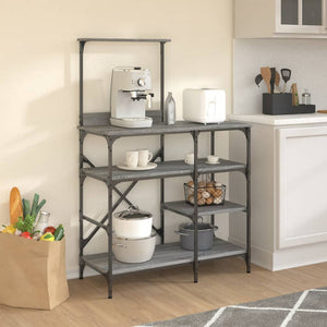 vidaXL Baker's Rack Grey Sonoma 90x40x132 cm Engineered Wood and Metal