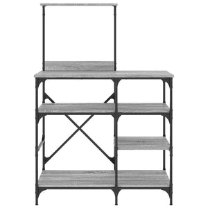 vidaXL Baker's Rack Grey Sonoma 90x40x132 cm Engineered Wood and Metal