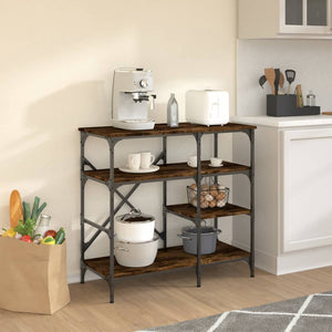 vidaXL Baker's Rack Smoked Oak 90x40x84 cm Engineered Wood and Metal