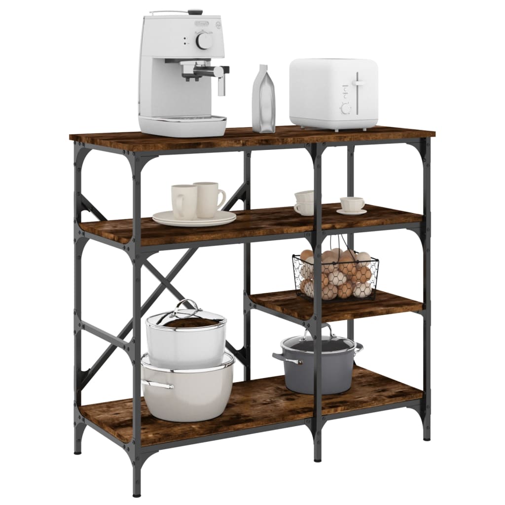 vidaXL Baker's Rack Smoked Oak 90x40x84 cm Engineered Wood and Metal