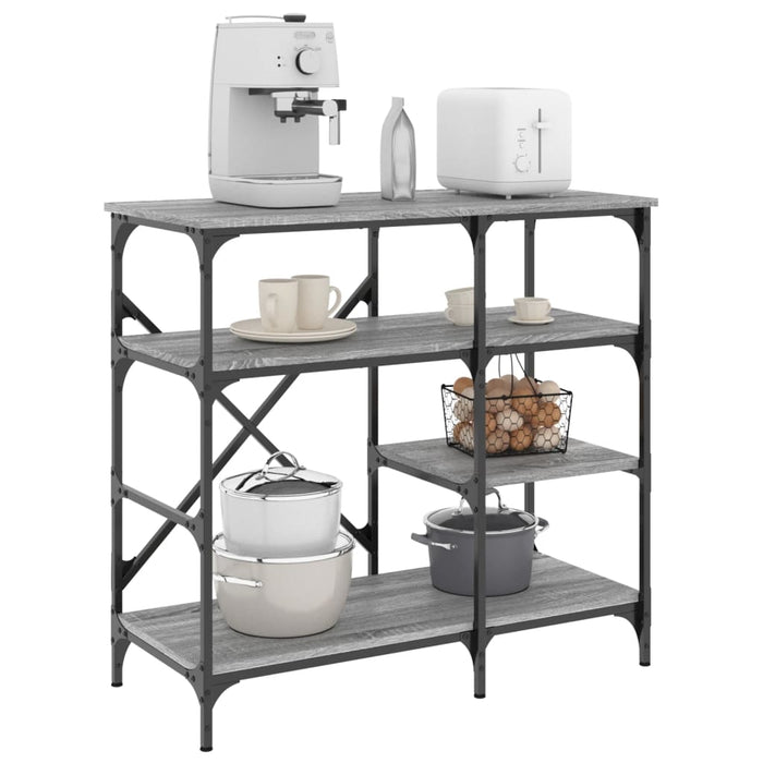 vidaXL Baker's Rack Grey Sonoma 90x40x84 cm Engineered Wood and Metal