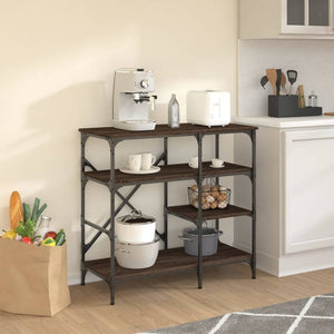 vidaXL Baker's Rack Brown Oak 90x40x84 cm Engineered Wood and Metal