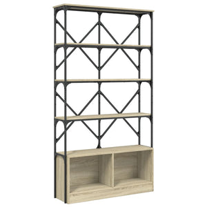 vidaXL Bookcase Sonoma Oak 100x26x180 cm Engineered Wood and Metal