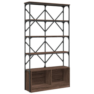 vidaXL Bookcase Brown Oak 100x26x180 cm Engineered Wood and Metal