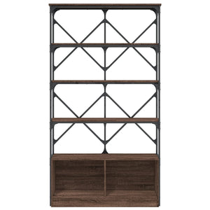 vidaXL Bookcase Brown Oak 100x26x180 cm Engineered Wood and Metal