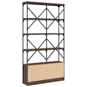 vidaXL Bookcase Brown Oak 100x26x180 cm Engineered Wood and Metal