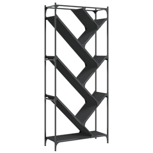 vidaXL Bookcase Black 79x30x180 cm Engineered Wood and Metal