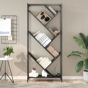 vidaXL Bookcase Black 79x30x180 cm Engineered Wood and Metal