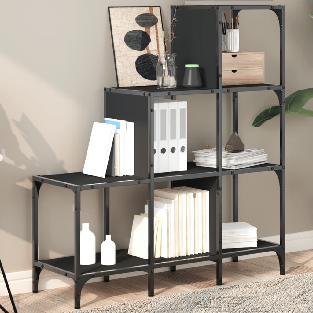 vidaXL Bookcase Black 92x30x102 cm Engineered Wood and Metal