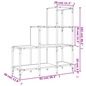 vidaXL Bookcase Sonoma Oak 92x30x102 cm Engineered Wood and Metal