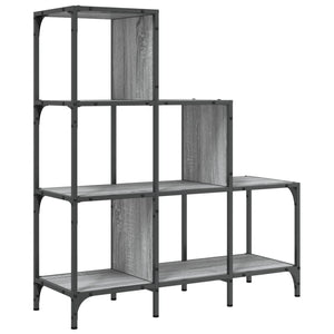 vidaXL Bookcase Grey Sonoma 92x30x102 cm Engineered Wood and Metal