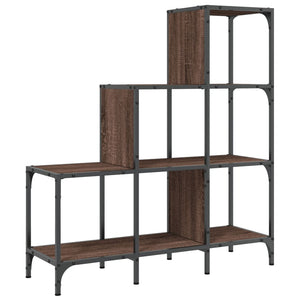 vidaXL Bookcase Brown Oak 92x30x102 cm Engineered Wood and Metal