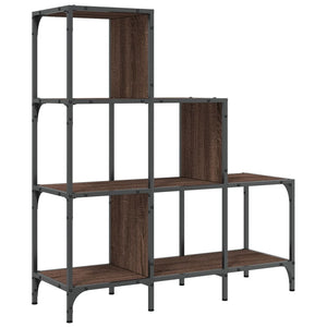 vidaXL Bookcase Brown Oak 92x30x102 cm Engineered Wood and Metal