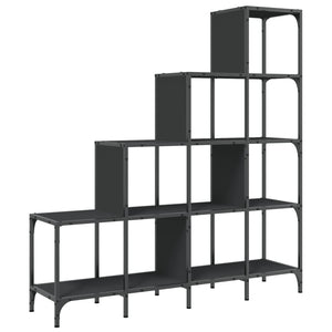 vidaXL Bookcase Black 122x30x132 cm Engineered Wood and Metal